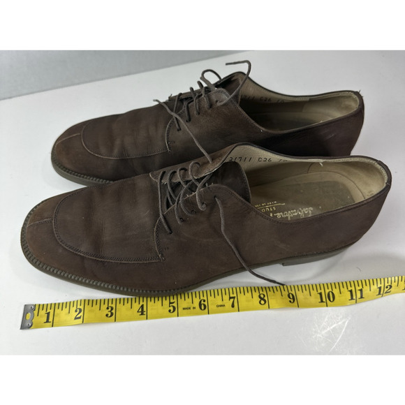 *Flawed Salvatore Ferragamo Men’s Brown Suede Leather Oxford Dress Shoes Size 10 main image 8